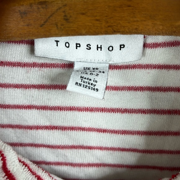 Topshop Terrycloth Stripe Button Up Polo in Red and White - Picture 6 of 8